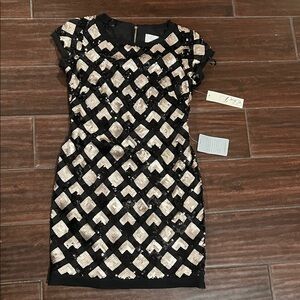 Eliza J Black and Silver Sequin Mini Dress